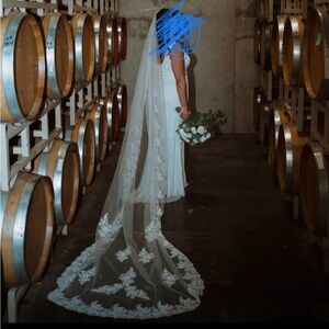 White Cathedral Wedding Veil with attached hair comb
